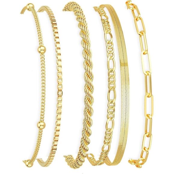 Jewelry - Gold Bracelets for Women's Waterproof, 14K Gold Plated Jewelry Sets Trendy